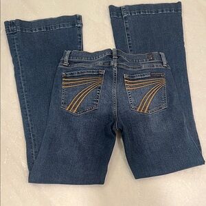 7 For All Mankind Blue Jeans with Gold Stitching